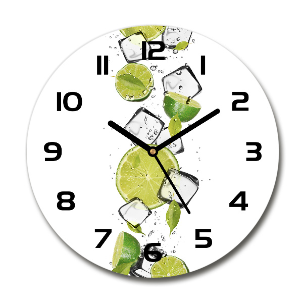 Round glass wall clock Ice lime