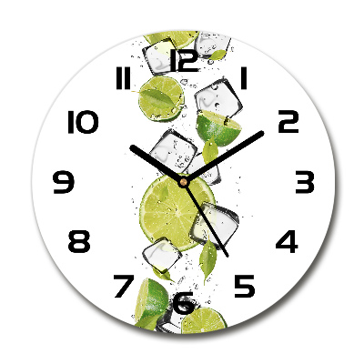 Round glass wall clock Ice lime