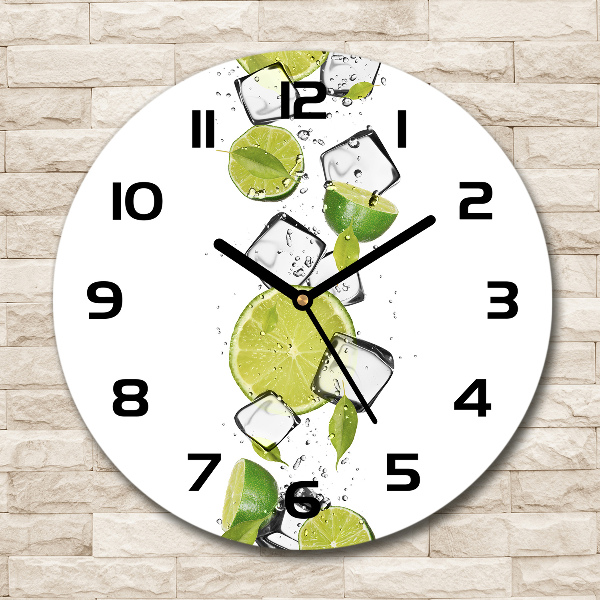 Round glass wall clock Ice lime