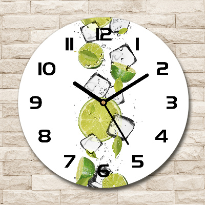 Round glass wall clock Ice lime