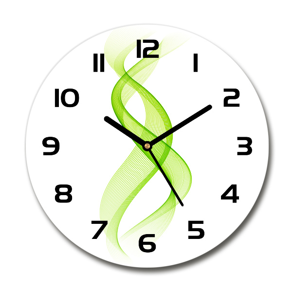 Round glass wall clock Colorful waves