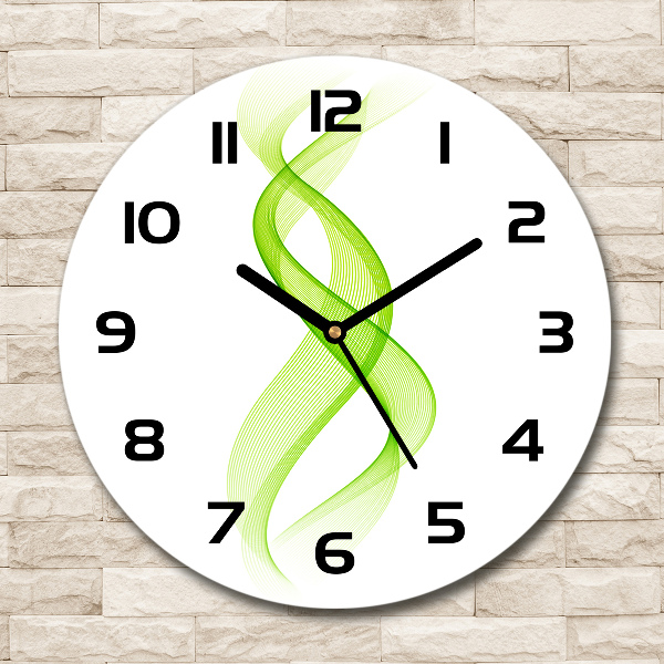 Round glass wall clock Colorful waves