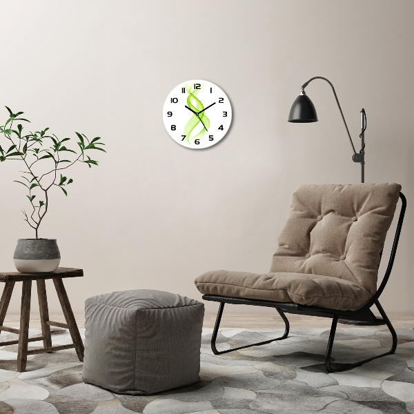 Round glass wall clock Colorful waves