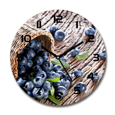 Round glass wall clock Berries in the basket