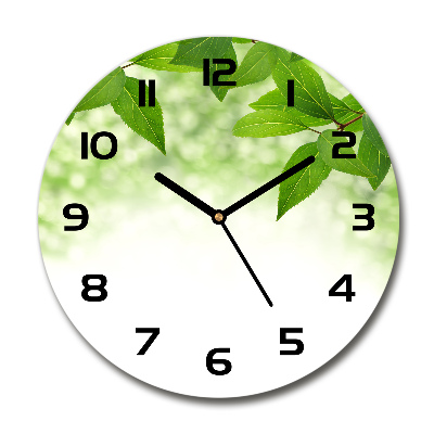 Round wall clock Green leaves