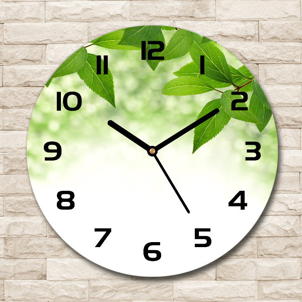 Round wall clock Green leaves