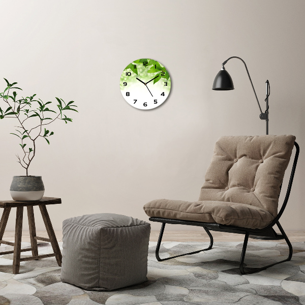 Round wall clock Green leaves