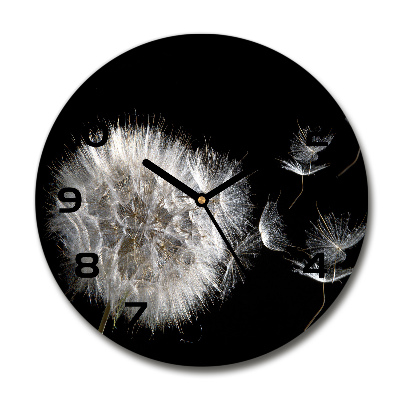 Round clock glass Dandelion