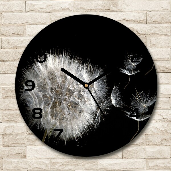 Round clock glass Dandelion