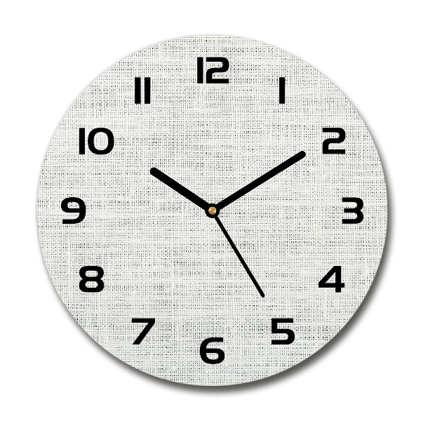 Round wall clock Linen white canvas