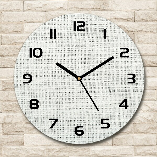 Round wall clock Linen white canvas