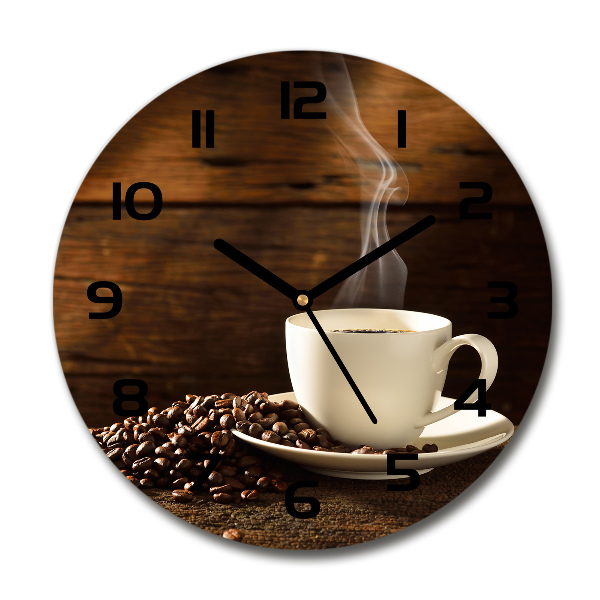 Round clock glass Cup of coffee