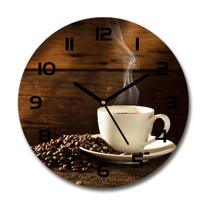 Round clock glass Cup of coffee