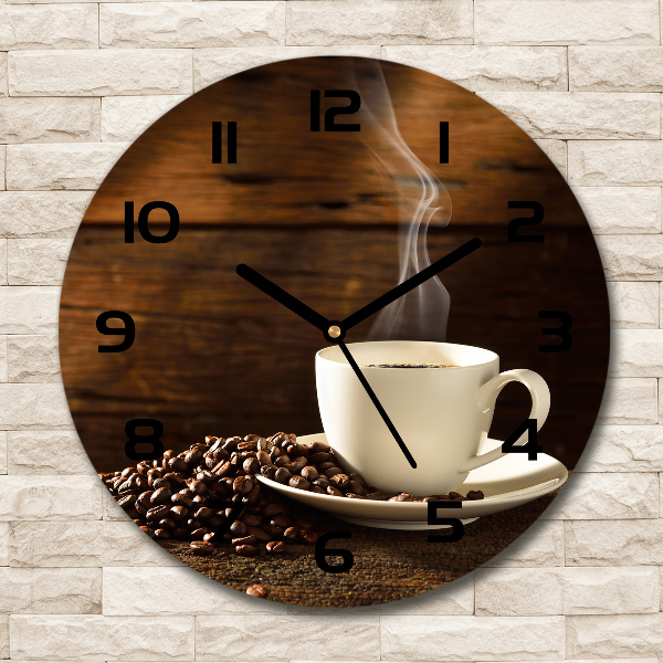 Round clock glass Cup of coffee