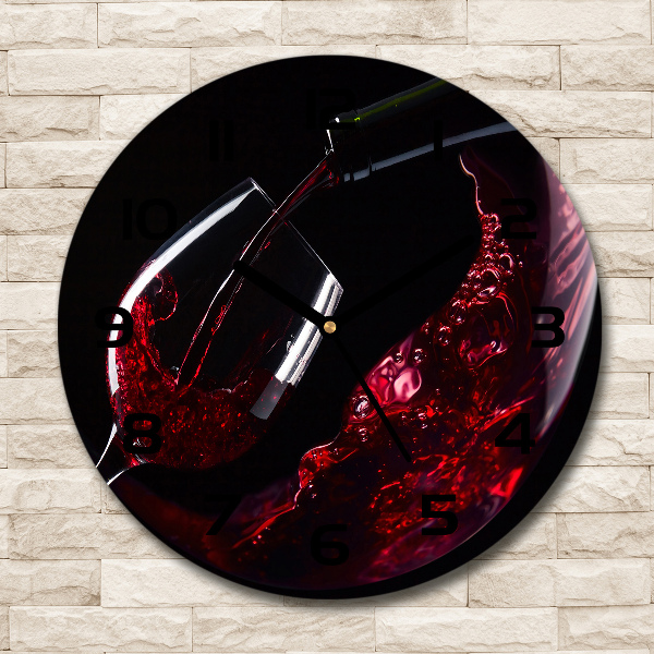 Round clock glass Red wine