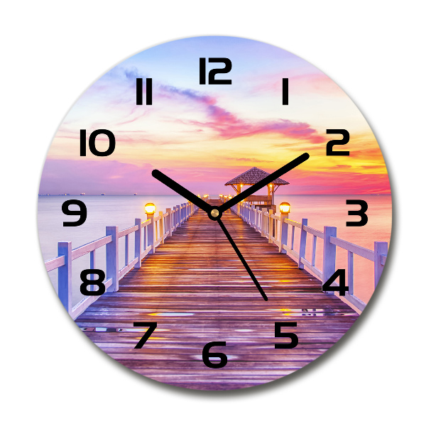 Round wall clock Wooden pier