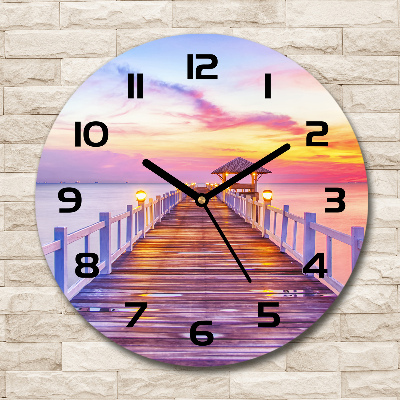 Round wall clock Wooden pier