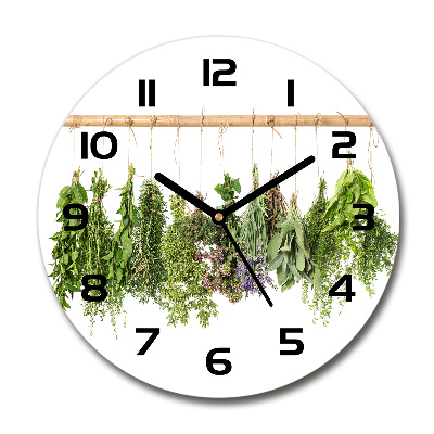 Round wall clock Herbs on a string