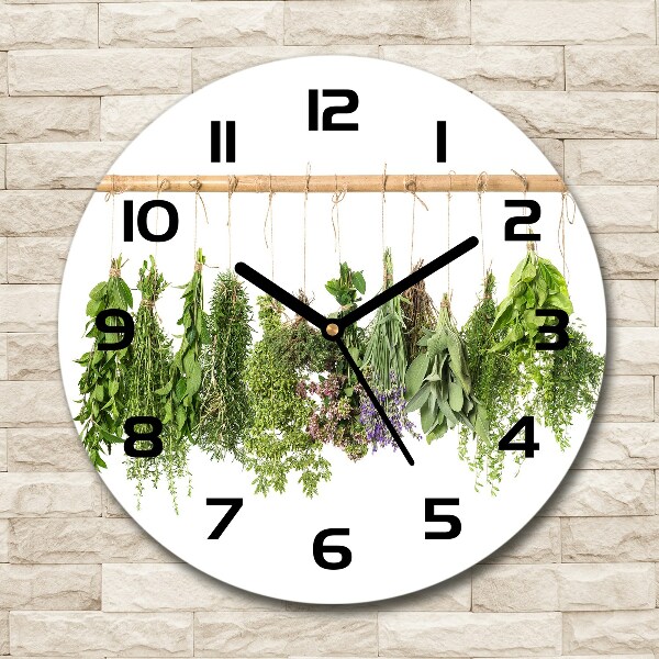 Round wall clock Herbs on a string