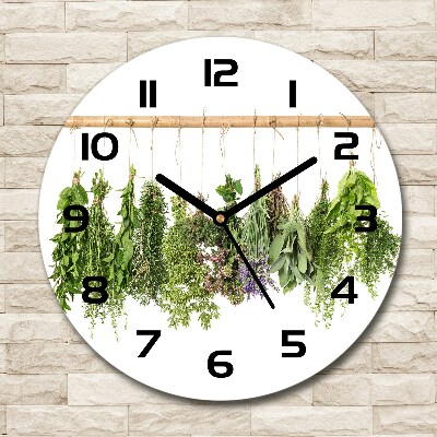 Round wall clock Herbs on a string