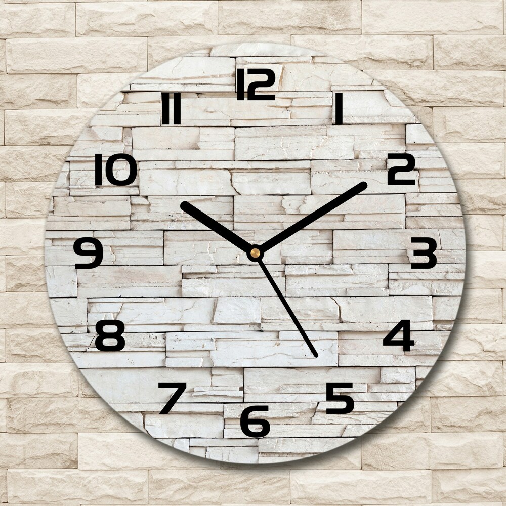 Round wall clock White wall stone