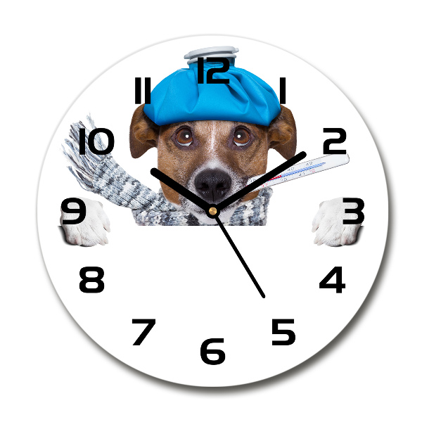 Round wall clock Sick dog