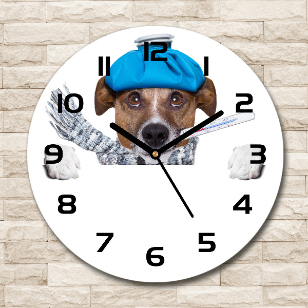 Round wall clock Sick dog