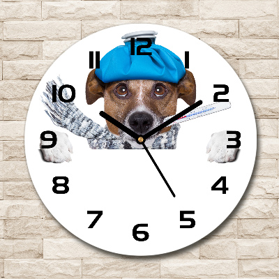 Round wall clock Sick dog