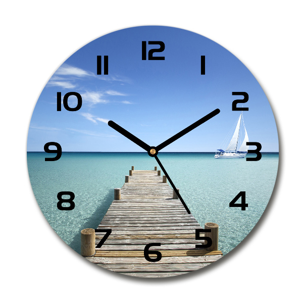 Round wall clock Wooden pier