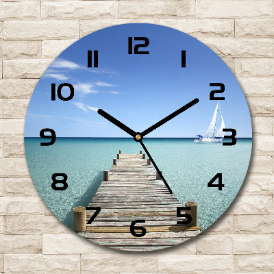 Round wall clock Wooden pier