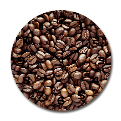 Round glass wall clock Coffee beans