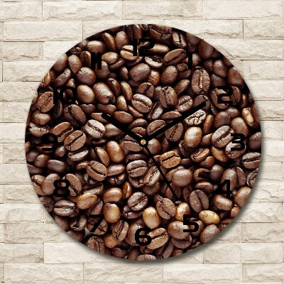 Round glass wall clock Coffee beans