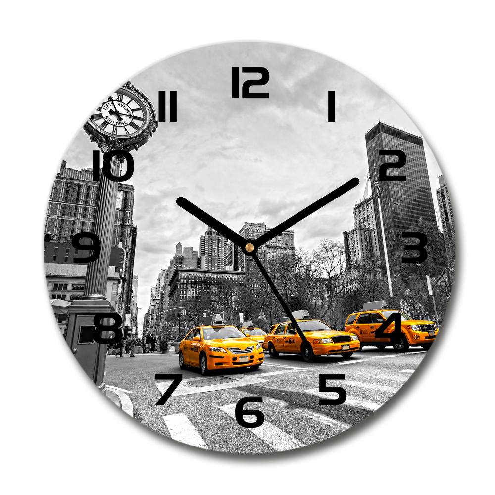 Round clock glass New York taxis