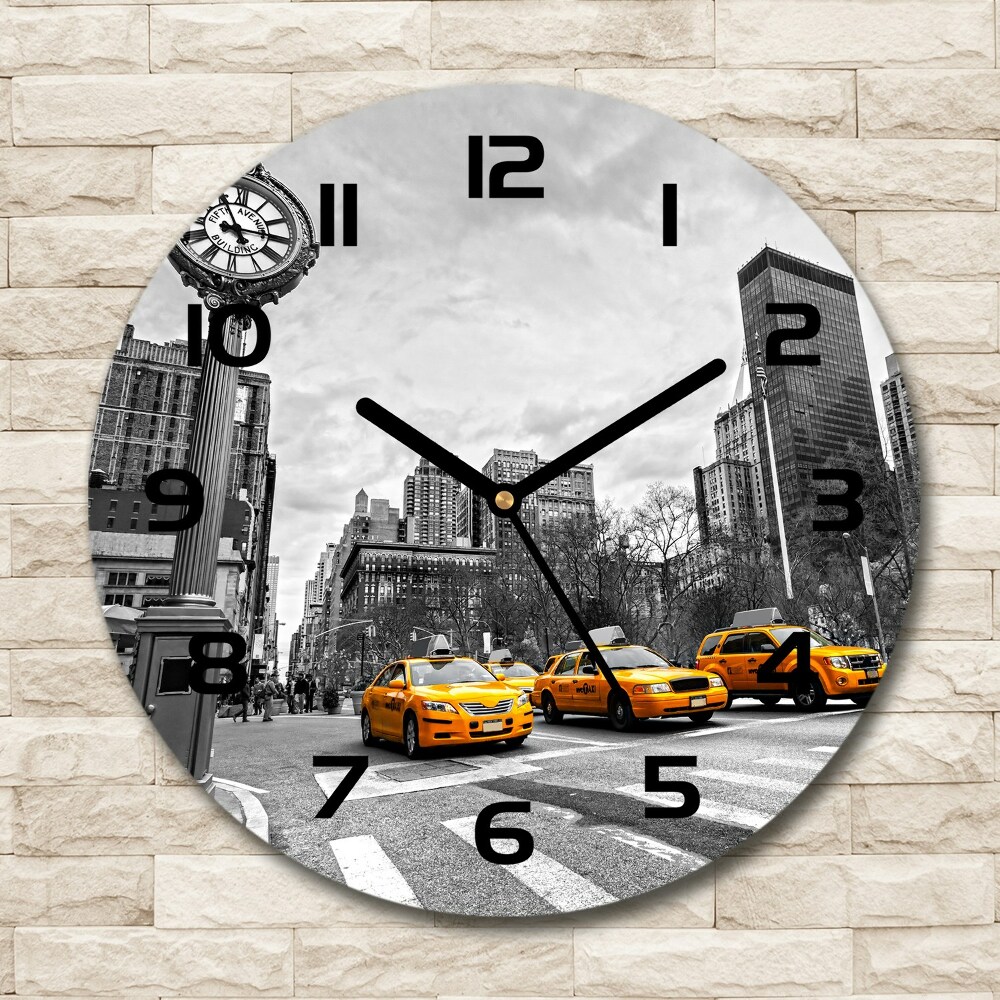 Round clock glass New York taxis