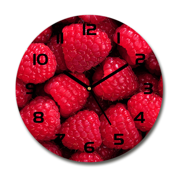 Round glass wall clock Raspberries