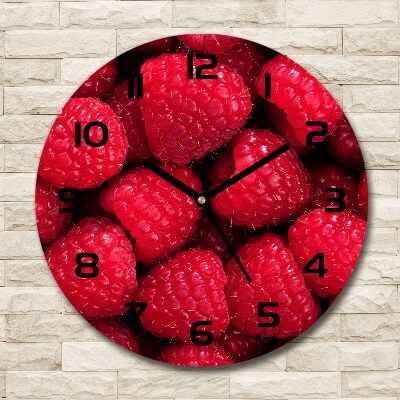 Round glass wall clock Raspberries