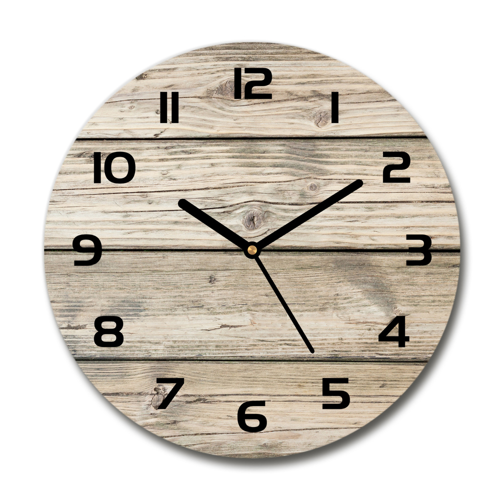 Round wall clock Wooden background