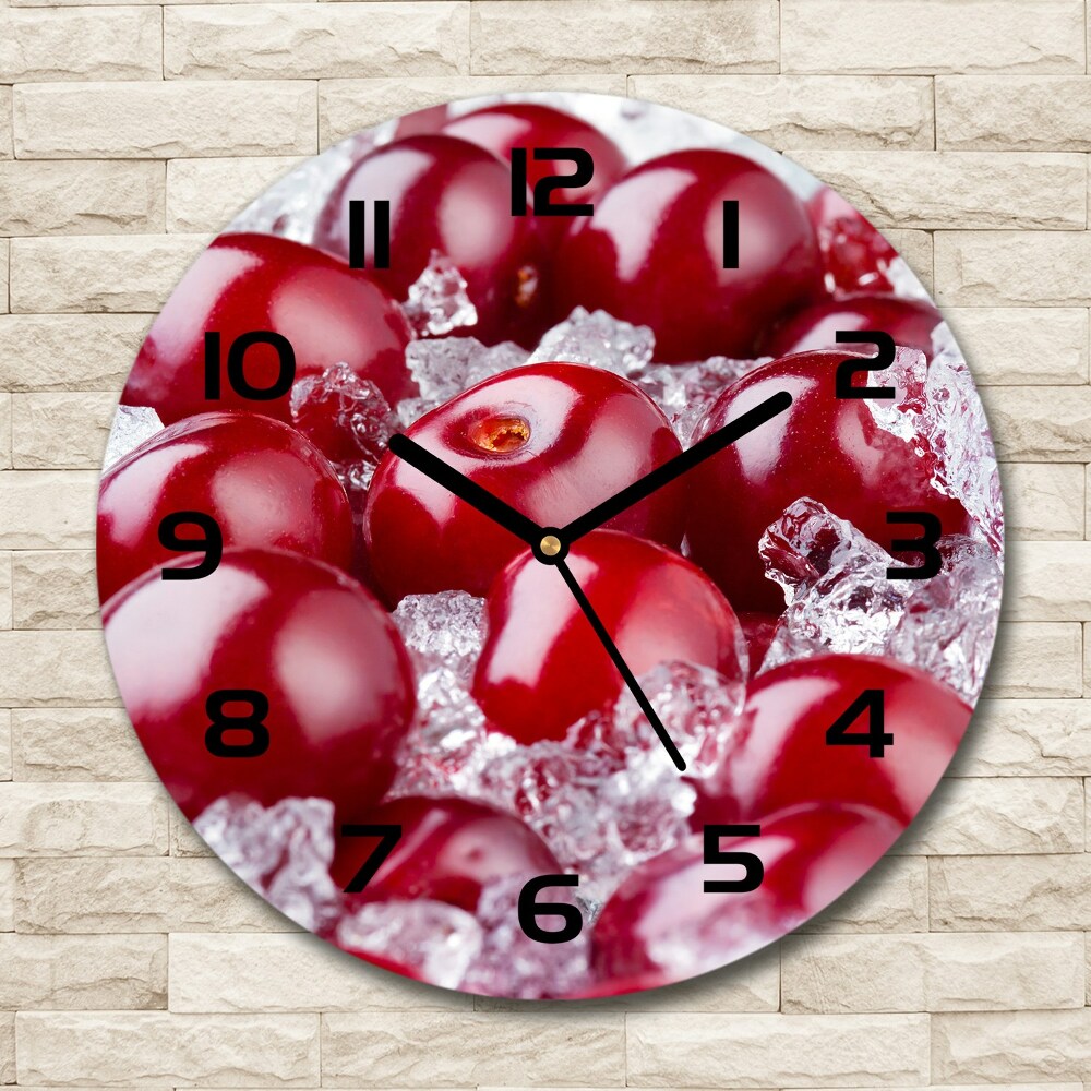 Round clock glass Frozen cherry