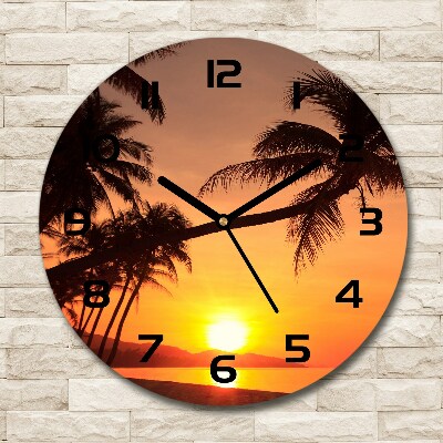 Round wall clock Sunset beach