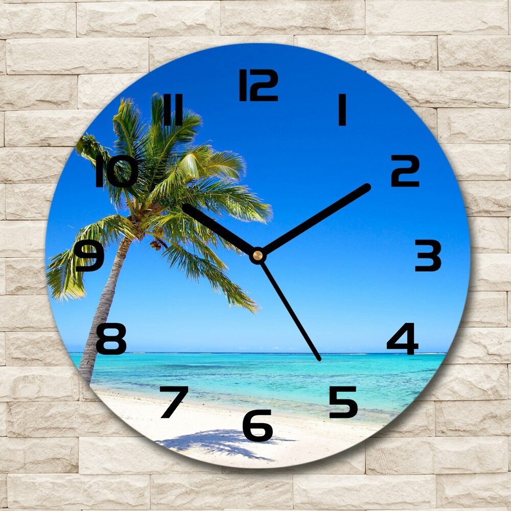 Round wall clock Tropical beach