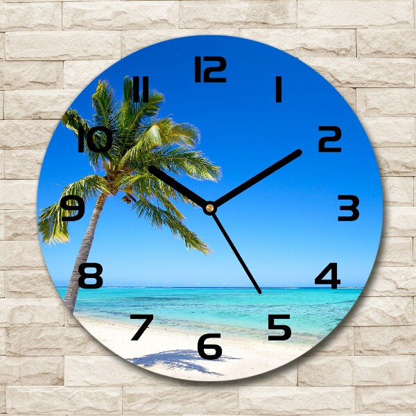 Round wall clock Tropical beach