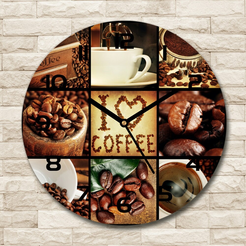 Round wall clock Coffee collage