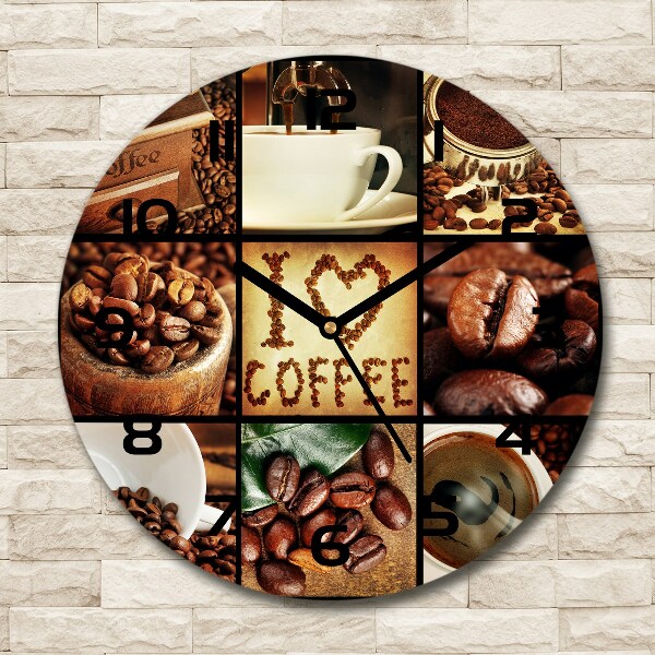 Round wall clock Coffee collage