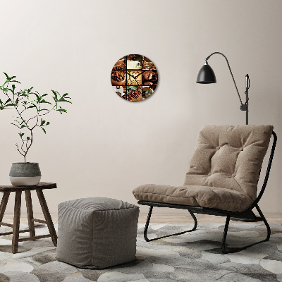 Round wall clock Coffee collage