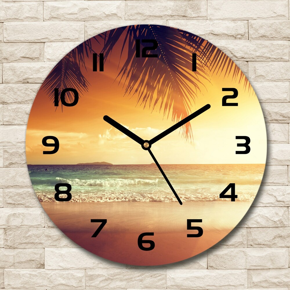 Round wall clock Tropical beach