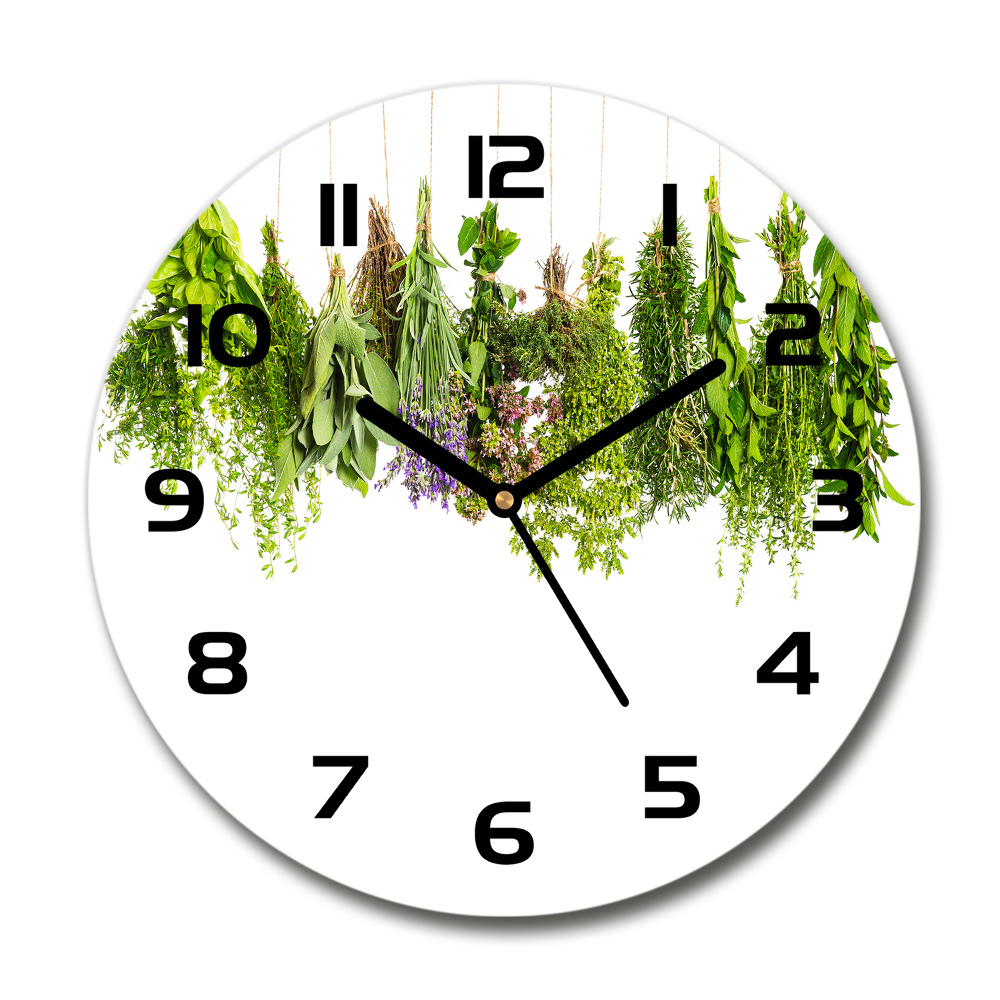 Round wall clock Herbs on a string