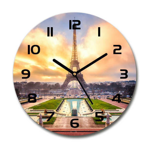 Round wall clock Eiffel Paris tower