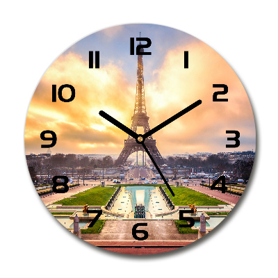 Round wall clock Eiffel Paris tower