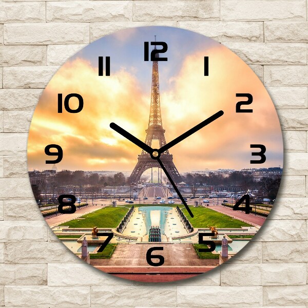 Round wall clock Eiffel Paris tower