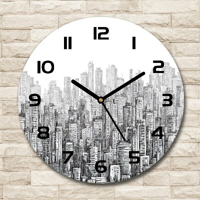 Round glass wall clock Skyscrapers